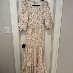 Boyish Cream Maxi Dress with Pink Floral Print